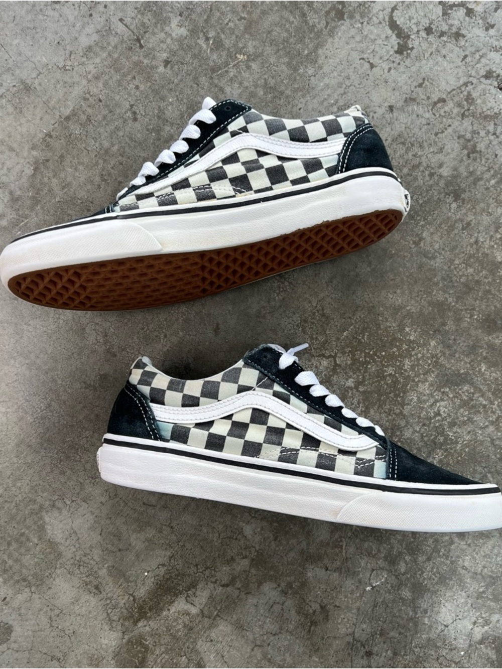 Vans Old Skool Checkerboard Black White Sneakers Size 8 Women / 6.5 Men Skater - Picture 8 of 10